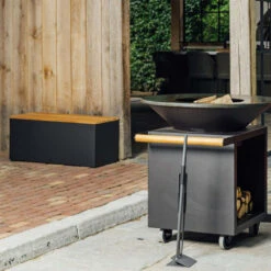 Banc Acier Laqué Noir Et Bois De Teck - Ofyr 6 Banc Acier Laqué Noir Et Bois De Teck - Ofyr -Cuisine Grill Magasin banc noir teck 2020000022336 2