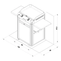 Combo Plancha Gaz Fusion 60 Inox Marin 2 Brûleurs Avec Chariot - ENO -Cuisine Grill Magasin combo fusion 60 inox eno 3224780043386 6