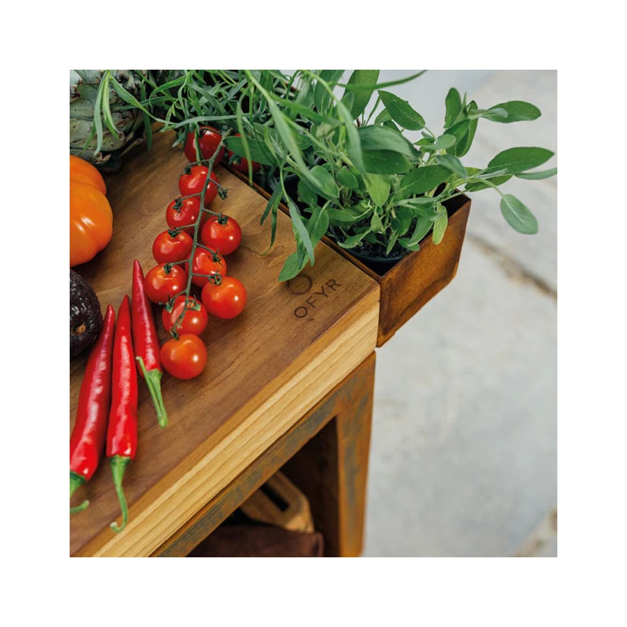 Billot Corten Et Bois De Teck 90 Cm - Ofyr 4 Billot Corten Et Bois De Teck 90 Cm - Ofyr – Image 4