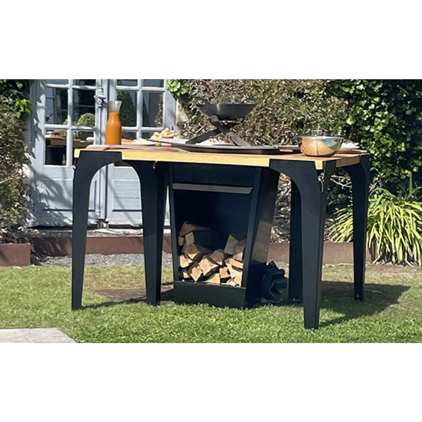 Tables Acacia En L (x2) Pour Brasero Plancha - Le Gooker 2 Tables Acacia En L (x2) Pour Brasero Plancha - Le Gooker – Image 2